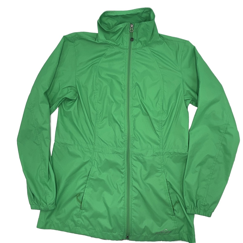 Eddie Bauer Full Zip Windbreaker Jacket Womens Size Small Green Packable